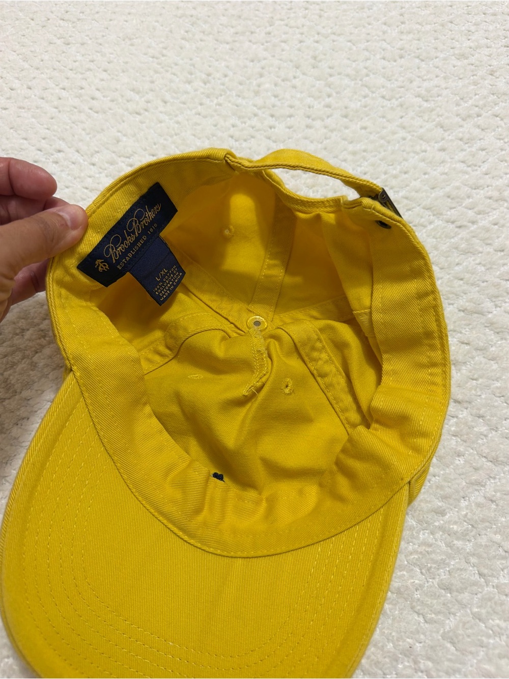 Rare Brooks Brothers Logo Yellow Hat Cap 100% Cotton L/XL Adjustable - Picture 9 of 9